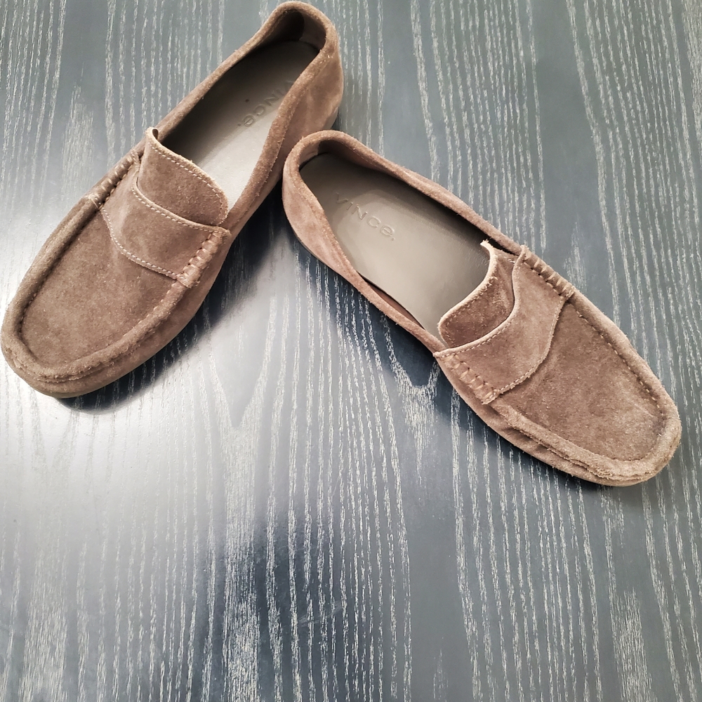 Vince Taupe Suede Loafers
